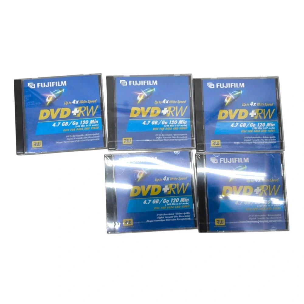 [5x] Fuji Flim DVD Plus Rw 4.78 GB Disk‎ 4x Write Speed For Data Or Video New